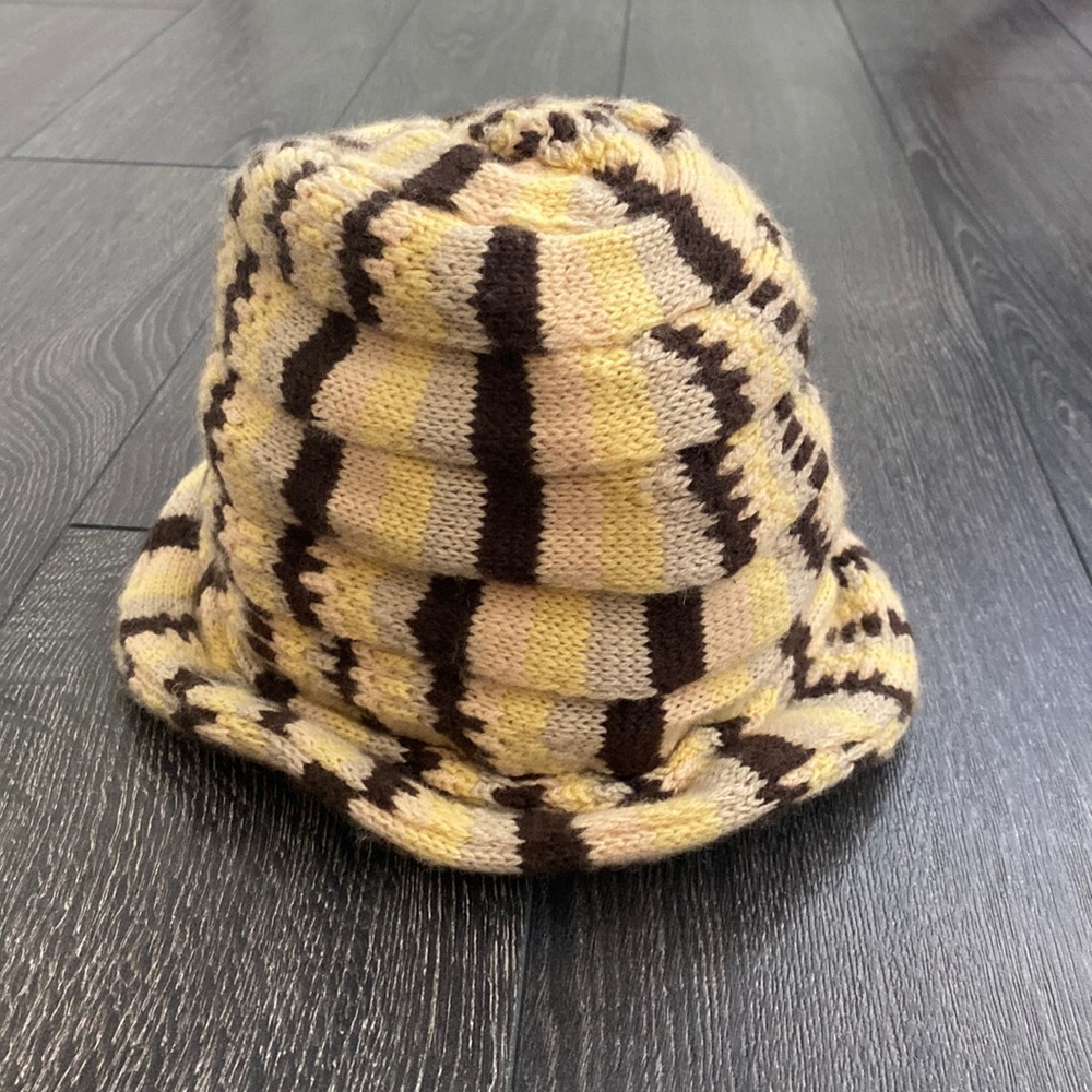 Prada 100% Cashmere Knit Striped Fedora Hat (Vintage 2004)